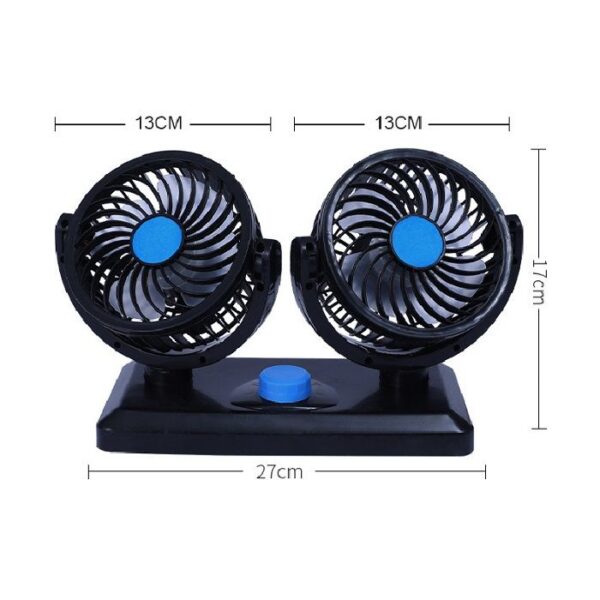 Quạt Máy Đôi Mini 12V Xoay 360 Độ Tiện Ích Trên Ô Tô, Xe Hơi Cao Cấp