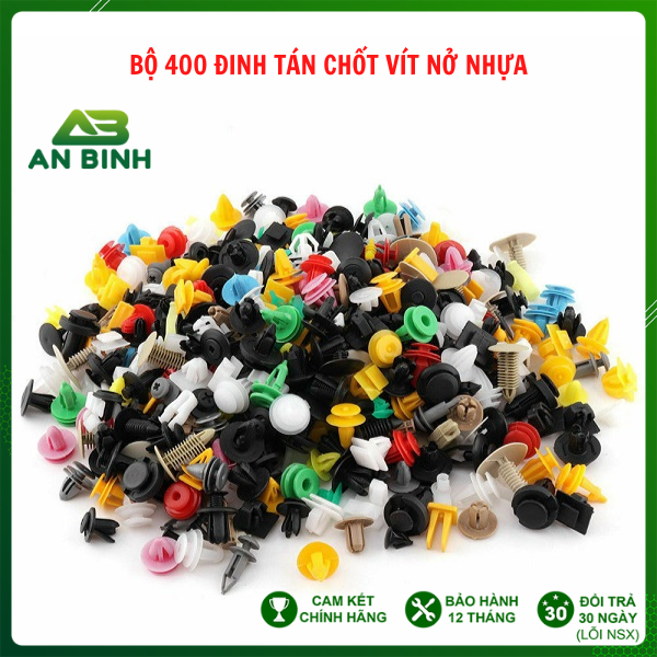 Bộ 400 Đinh Tán Chốt Vít Nở Nhựa Dùng Cho Xe Ô Tô, Xe Hơi