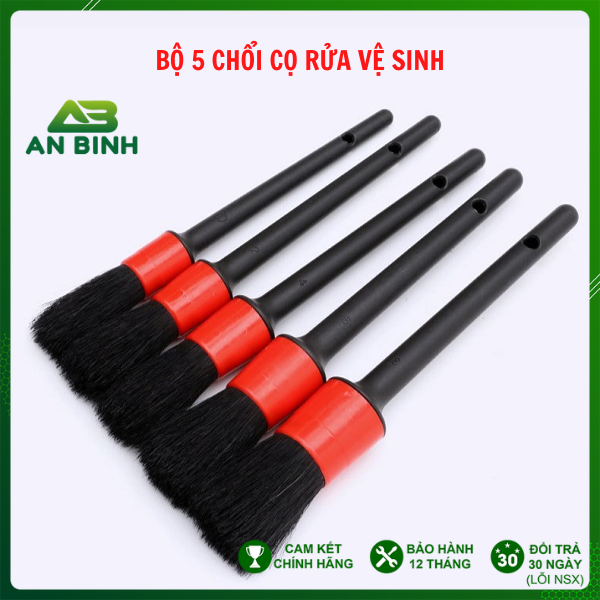 Bộ 5 Chổi Cọ Rửa Vệ Sinh Ô Tô Đa Năng, Cọ Rửa Khoang Máy, Mâm Xe, Nội Thất Ô Tô