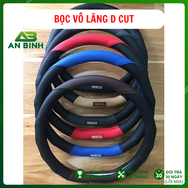 Bọc Vô Lăng D-cut Sparco Cho Xe Elantra, Kia, Seltol, Suzuki XL7, Chất Liệu Da Cao Cấp